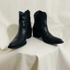 Schutz Black Leather Western Ankle Boots 9B